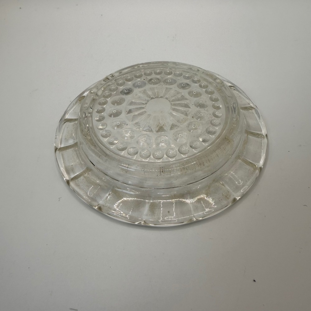 Vintage Clear Pressed Glass Hobnail Sunburst Scalloped Edge Ashtray Trinket Dish - Picture 3 of 5